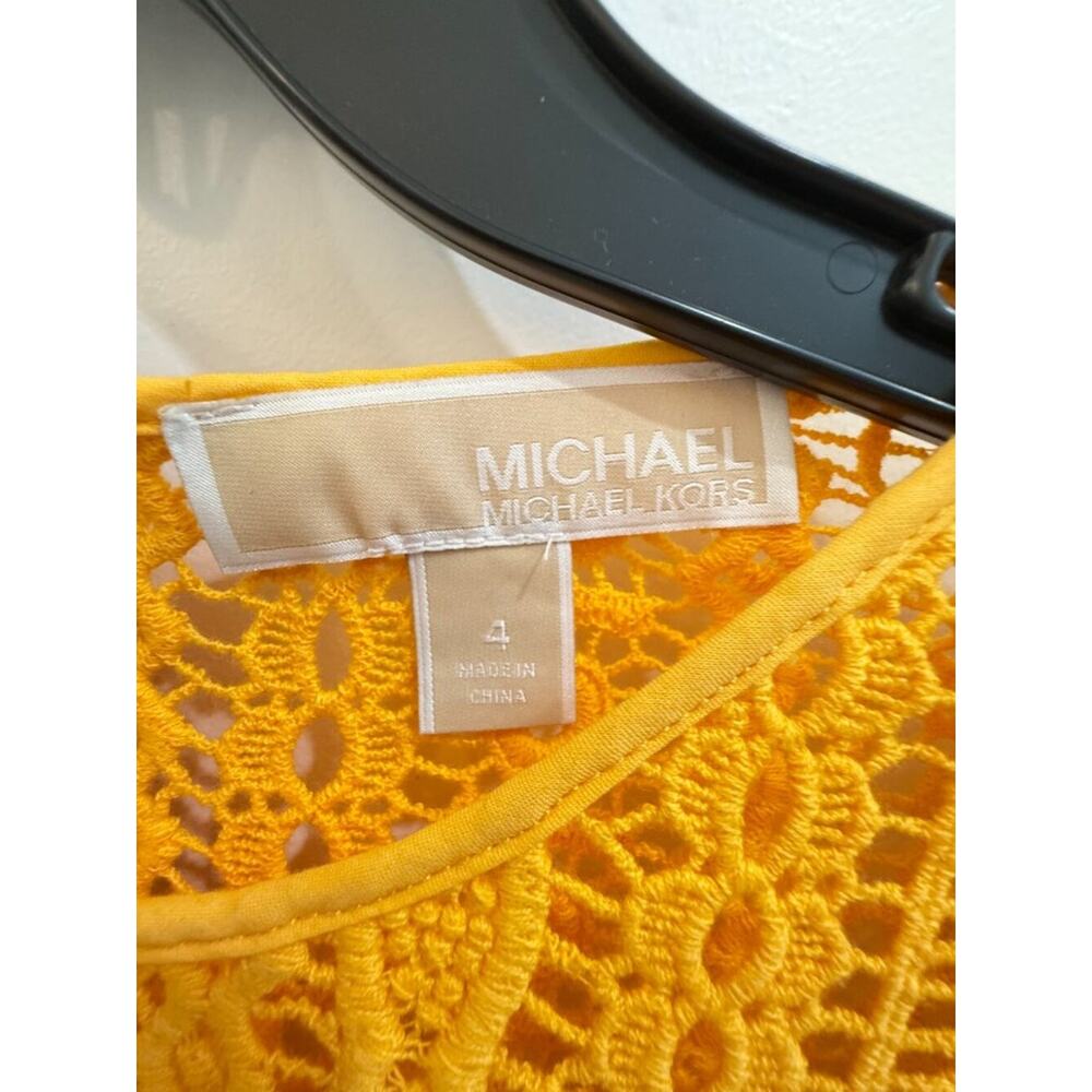 MICHAEL Michael Kors Yellow Crochet Lace Dress Size 4 - Festival, Vacation - Picture 6 of 10